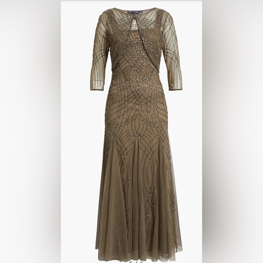 Beated Gown with long sleeve jacket